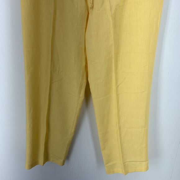 Harris Wallace Womens XL Linen Pants Spring Yellow Pull On Drawstring Beach NEW - Picture 2 of 8